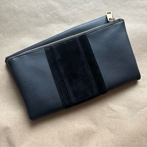 Summer & Rose black velvet and leather fold over clutch